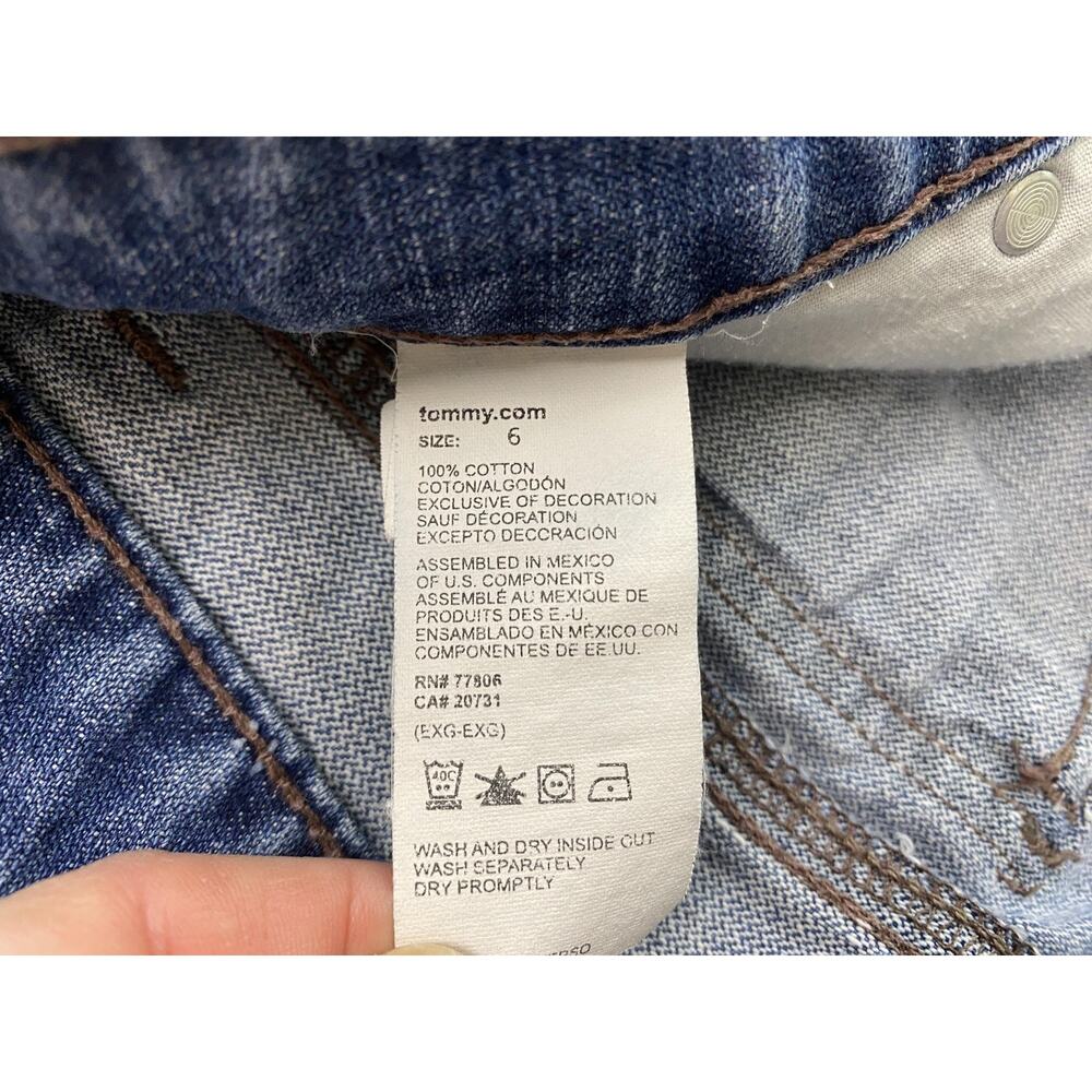 Vintage Y2K Tommy Hilfiger Low Rise Jean Shorts Women 6 Blue Flap Pockets 32x3.5 - Picture 11 of 13